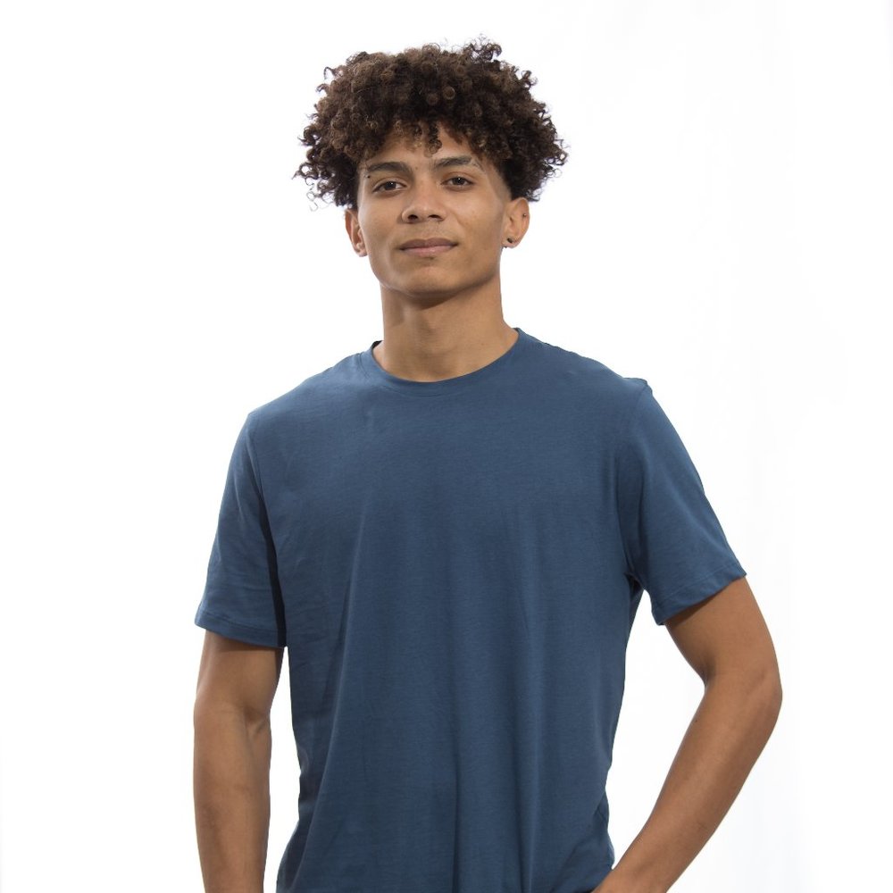 STITCH-ISH & CO. NAVY TEE WITH SOFT CLOUD COTTON TECHNOLOGY